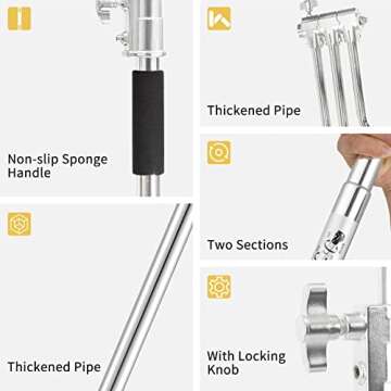 Meking 10x10FT / 3x3M Photo Backdrop Stand Kit, Heavy Duty Adjustable Photography Background Support System Stand with 2 Sandbags, 4 Clamps and Crossbar for Video Studio Photo Shoot