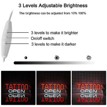 Hoyoelec TATTOO OPEN Neon Sign for Wall Décor with Dimmable Switch LED Neon Business Signs Light