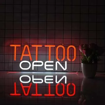 Adjustable Hoyoelec TATTOO OPEN Neon Sign for Decor