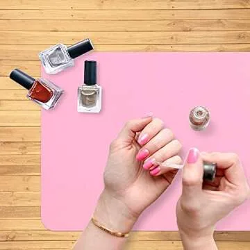 Gartful 3 PCS Nail Mats, Silicone Mat for Crafts, Arts, Jewelry Resin Casting Mold, Epoxy Resin, Coloring, Gluing, Painting, Desktop Countertop Protector Sheet, Placemat Table Pad, Pink (15.7"x11.8")
