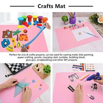 Gartful 3 PCS Nail Mats, Silicone Mat for Crafts, Arts, Jewelry Resin Casting Mold, Epoxy Resin, Coloring, Gluing, Painting, Desktop Countertop Protector Sheet, Placemat Table Pad, Pink (15.7"x11.8")