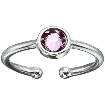 Alex and Ani Birthstones Adjustable Ring for Women, Light Amethyst Crystal for June, 925 Sterling Silver, Fits Ring Sizes 6 to 9,One Size, US_JWEY_B07PZD39SX