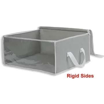 Simple Houseware 3 Pack Foldable Closet Organizer Clothing Storage Box with Clear Window, Grey