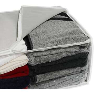 Simple Houseware 3 Pack Foldable Closet Organizer Clothing Storage Box with Clear Window, Grey