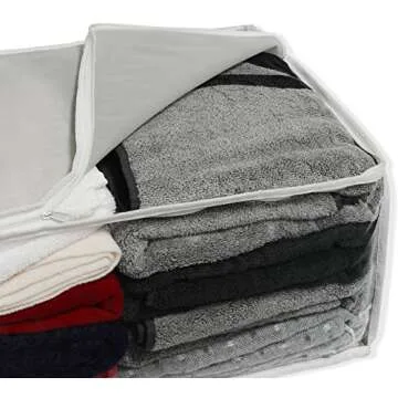 Simple Houseware 3 Pack Foldable Closet Organizer Clothing Storage Box with Clear Window, Grey