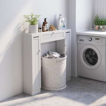 Giantex Over The Toilet Storage Cabinet with 2 Doors and Adjustable Shelves, Space-Saving Rack Bathroom Shelf with Paper Holder, Freestanding Bathroom Storage Over The Toilet for Small Space, White