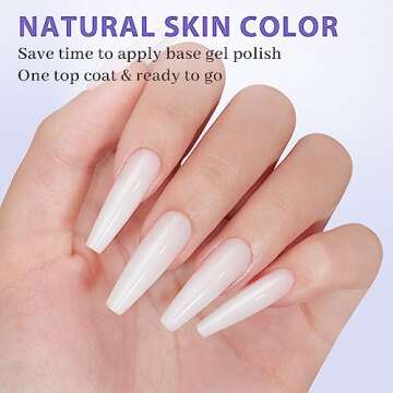 BTArtboxnails XL Long Coffin Gel Nail Tips - Milky White Press Ons