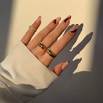 Thunaraz 2Pcs Chunky Dome Rings Stylish Durable Jewelry