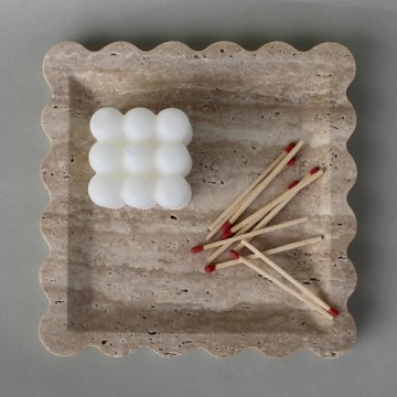 Elegant Natural Travertine Tray with Scalloped Edges