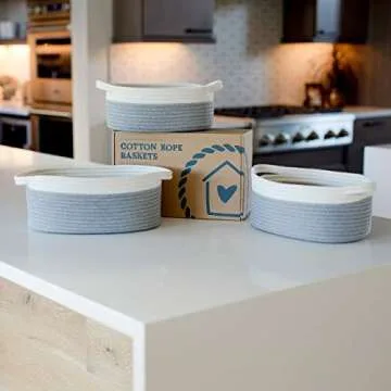 NaturalCozy Oval Storage Baskets Set for Stylish Organization