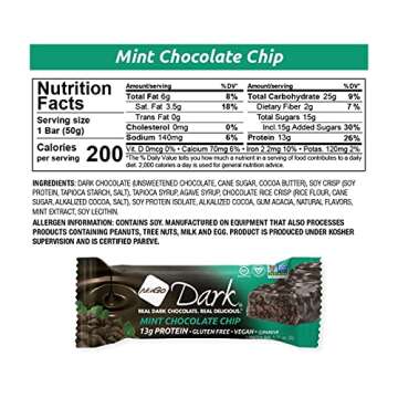 NuGo Dark Mint Chocolate Chip Box, 1.76 OZ (Pack of 12)