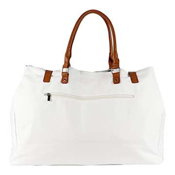 Beach Tote Bag for Women, Oversized Travel Tote Bag with Vegan Leather Handle, Weekend Vibes Blue