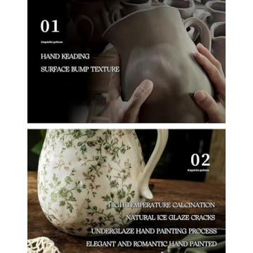 Vintage Floral Ceramic Vase - Farmhouse Decor Centerpiece