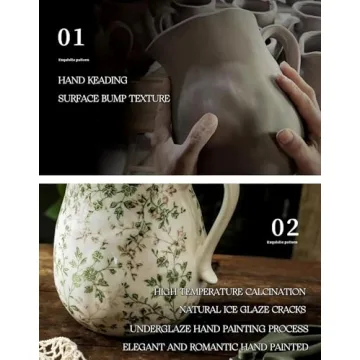 Vintage Floral Ceramic Vase - Farmhouse Decor Centerpiece