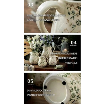 Vintage Floral Ceramic Vase - Farmhouse Decor Centerpiece