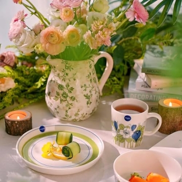 Vintage Floral Ceramic Vase - Farmhouse Decor Centerpiece