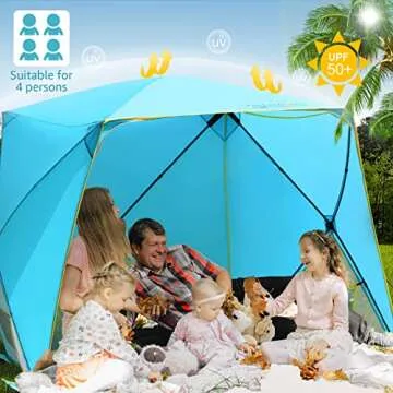 Old Bahama Bay Pop Up Beach Tent, Portable Shade Sun Shelter UPF50+ UV Protection for 4 Person Exten...