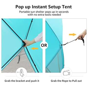 Old Bahama Bay Pop Up Beach Tent, Portable Shade Sun Shelter UPF50+ UV Protection for 4 Person Extendable Floor for Fishing Hiking Camping, Waterproof Windproof(Blue)