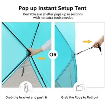 Old Bahama Bay Pop Up Beach Tent, Portable Shade Sun Shelter UPF50+ UV Protection for 4 Person Extendable Floor for Fishing Hiking Camping, Waterproof Windproof(Blue)
