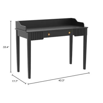 ukorua White Vanity Desk Wooden Desk with Drawer Modern Desk Computer Desk White Makeup Table with Gold Handle