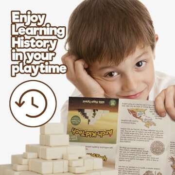 Taksa Toys Arch-Kid-Tech Ancient Mayan Pyramid Architecture STEM Building Blocks - 102-Piece Educational & Stackable Learning Set for Kids, Indoor Architectural Kit - Montessori Toys for 7+ Years Old