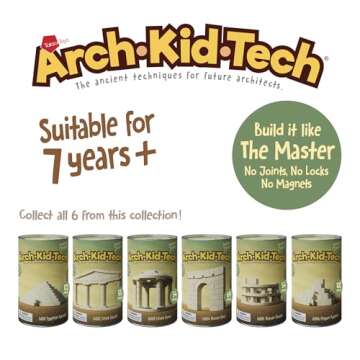 Taksa Toys Arch-Kid-Tech Ancient Mayan Pyramid Architecture STEM Building Blocks - 102-Piece Educational & Stackable Learning Set for Kids, Indoor Architectural Kit - Montessori Toys for 7+ Years Old