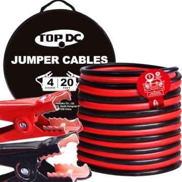 TOPDC Heavy Duty 4 Gauge 20 Feet Jumper Cables for Cars