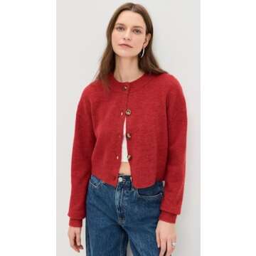 NIA Women's Enzo Cardigan, Ruby, Red, M