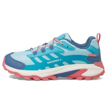 Merrell Moab Speed 2 Low Waterproof Sneaker, Turq/Coral, 3 US Unisex Big Kid