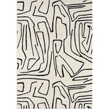 Abani Abstract Beige/Black Area Rug - 8'x10' - Modern Animal/Natural Lines Design - Deco Collection ...