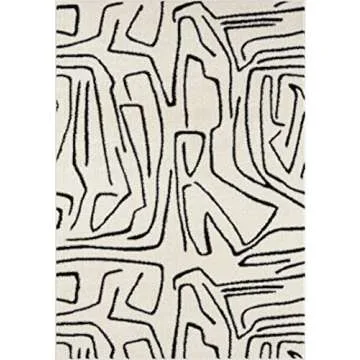 Abani Abstract Beige/Black Area Rug - 8'x10' - Modern Animal/Natural Lines Design - Deco Collection ...