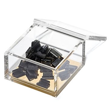 OfficeGoods Acrylic Desk Organizer w/Gold Base – Functional & Elegant Odds & Ends Box for Display ...