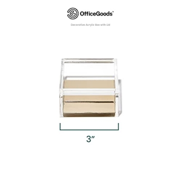OfficeGoods Acrylic Desk Organizer w/Gold Base – Functional & Elegant Odds & Ends Box for Display or Storage – Perfect for Home or Office, Kitchen, Bathroom Vanity, Curio Display - Small