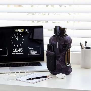 HYDRARANK Half Gallon Water Bottle with Storage Sleeve