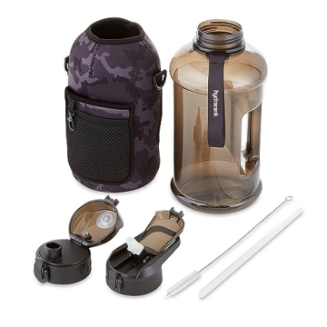 HYDRARANK Half Gallon Water Bottle with Storage Sleeve