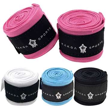 Kakoa Sports Pink Hand Wraps for Boxing Gloves Heavy Bag Wrist Wraps Mexican Style Stretchy Elastic Perfect for Boxing, Kickboxing, Muay Thai Handwraps, MMA Hand Wraps or Gym. for Men Women Or Kids