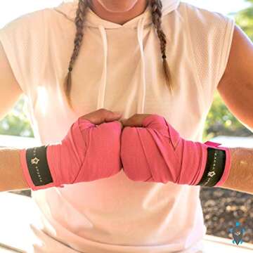 Kakoa Sports Pink Hand Wraps for Boxing Gloves Heavy Bag Wrist Wraps Mexican Style Stretchy Elastic Perfect for Boxing, Kickboxing, Muay Thai Handwraps, MMA Hand Wraps or Gym. for Men Women Or Kids