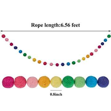 5 Pieces Colorful Garland Banner Rainbow Felt Balls Garland Christmas Tassel Triangle Flags Banners ...