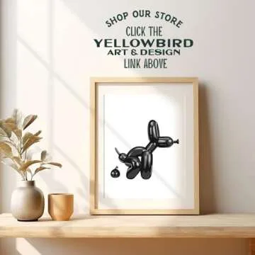 Black Bathroom Wall Decor - Bathroom Decor for Men - funny Bathroom Signs - Modern Bathroom Balloon Dog Pop art - Retro style Wall Decor - Funky Trendy Minimalist Dorm Decor - Black and White Wall Art