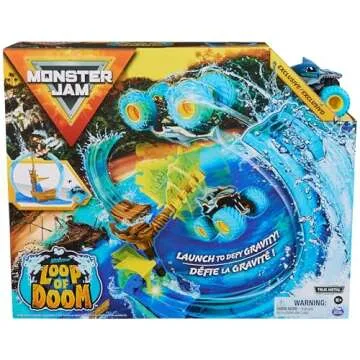 Monster Jam, Megalodon Loop of Doom Stunt Playset with Exclusive 1:64 Scale Die-Cast Monster Truck f...