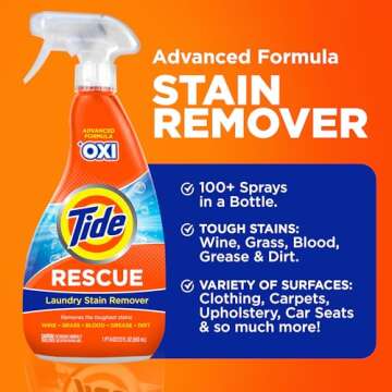 Tide Laundry Stain Remover Spray with Oxi, Stain Remover for Clothes, Carpet, Upholstery, Pet Beddin...
