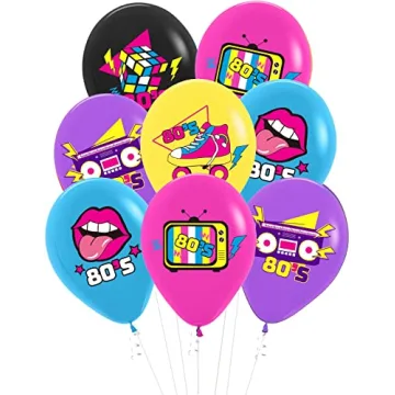 Back to 80s Party Decorations - 50 Pack of Retro Balloons for Ultimate Nostalgia
