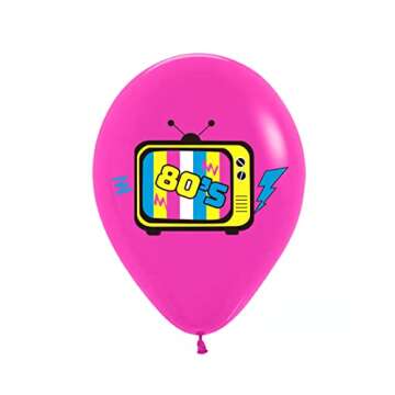 Back to the 80s Party Decorations 50 pack 12 inches Boombox&Skate Latex Balloons for Birthday Party 80s Party Supplies 1980s Themed Party Decorations Neon Party Supplies…
