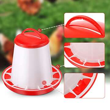 Chick Feeder and Waterer Kit Automatic Chicken Feeder 1.5L Plastic Hanging Poultry Waterer Food Feeder Set for Chicken, Quail, Hen, Duck for Farm and Coo(1.5 L, 1.5 KG)