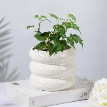 Ceramic Planter Pot, 6 Inch Bubble Planter with Drainage Hole, Large Flower Planter Pots for Indoor Plants Outdoor, Home Office Modern Décor(Creamy White)