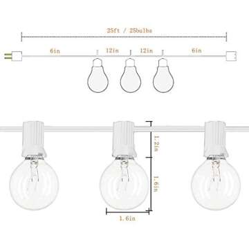 Abeja Outdoor Frosted String Lights 25Ft for Parties