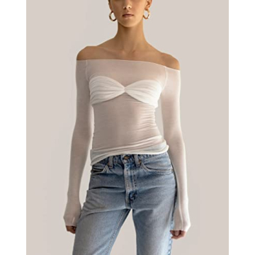 Y2K Off Shoulder Long Sleeve Tee - Chic and Trendy