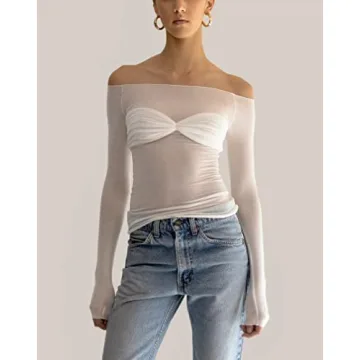 Y2K Off Shoulder Long Sleeve Tee - Chic and Trendy