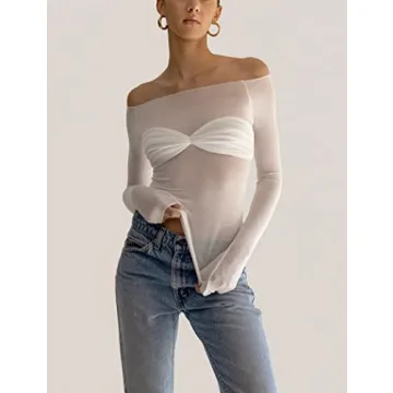 Y2K Off Shoulder Long Sleeve Tee - Chic and Trendy