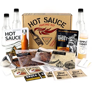 Deluxe Hot Sauce Making Kit, Ghost Pepper Edition - Create 10 Bottles! Fun Gift for Hot Sauce Lovers...